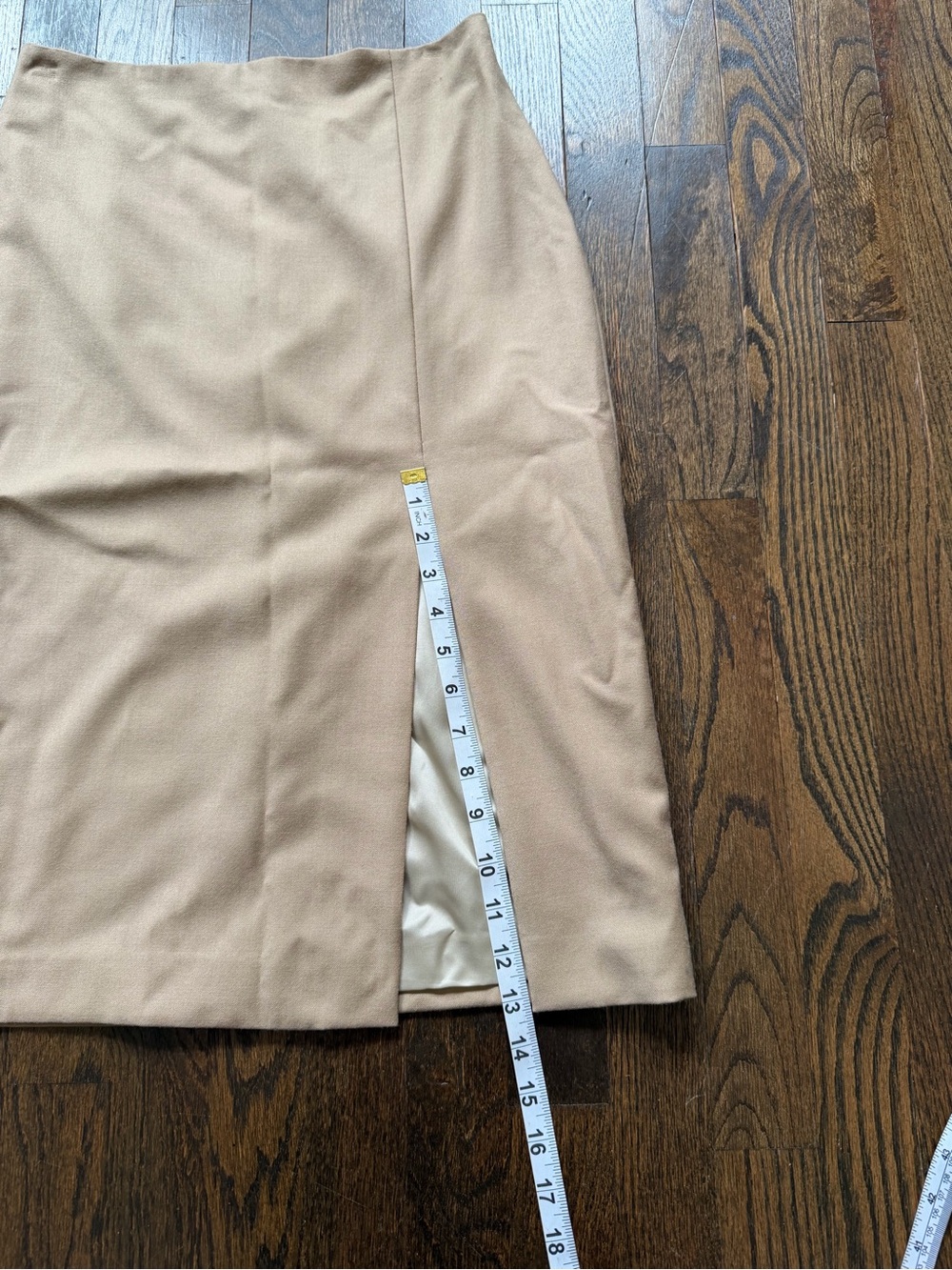 Theory Neutral Beige Wool Pencil Skirt with Front Slit - Picture 9 of 11